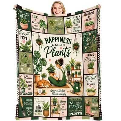 Gardening Gift Blanket: Happiness Is Rooted in Plants