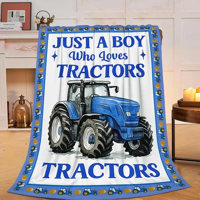 Blue Tractor Boy Lover Blanket for Tractor Fans