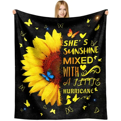 She's Sunshine Mixed Blanket: Sunflower and Hurricane Throw