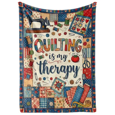 Quilting Sewing Lover Blanket: Quilting Is My Therapy Design