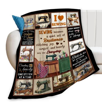 Sewing Machine Quilting Blanket Celebrating Resilience and Craft