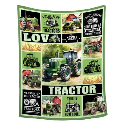 Love Tractor Collage Vintage Blanket Farm Life Humor Design