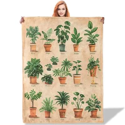 Indoor Plant Blanket: Potted Plants Chart Throw for Plant Lovers
