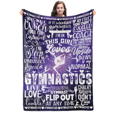 Gymnastics Girl Quotes Purple Blanket for Gymnasts