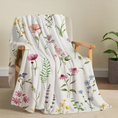 Wildflowers Botanical Pattern Blanket