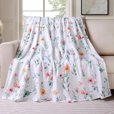 Colorful Wildflowers Botanical Print Blanket for Nature Lovers