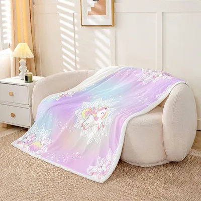 Rainbow Galaxy Blanket: Sparkle Unicorn Mandala Design for Cozy Rooms