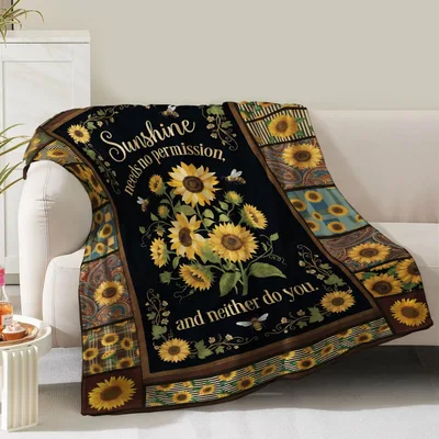 Sunshine Needs No Permission Blanket: Sunflower Floral Design