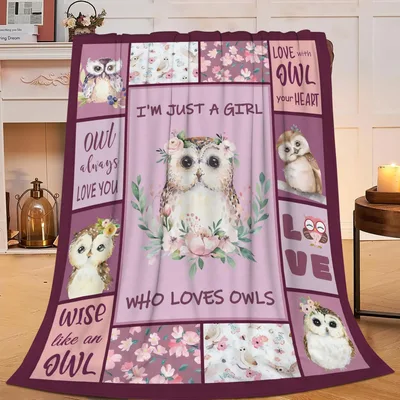 Just a Girl Blanket: Owl Lover Floral Collage Design