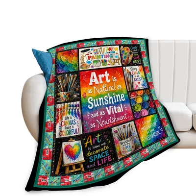 Art Is Sunshine Blanket: A Vibrant Collage of Creative Quotes