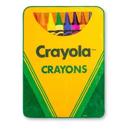 Retro Crayon Box Design Blanket: Classic Yellow and Green Artwork
