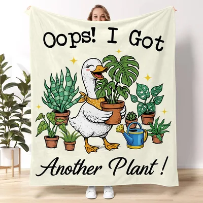 Oops I Got Another Blanket: A Duck and Potted Plants Design
