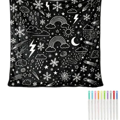 Weather Doodle Coloring Canvas Blanket for Creative Sky Lovers
