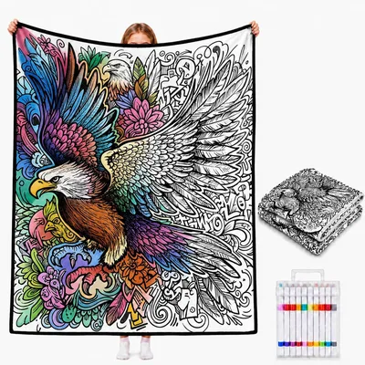Eagle Coloring Art Design Blanket – Eagle Coloring Art Design Blanken