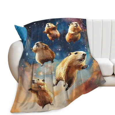 Capybara Lover Blanket: Capybaras Floating Through Space