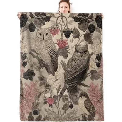Vintage Owl Blanket for Woodland Lovers and Cozy Nights