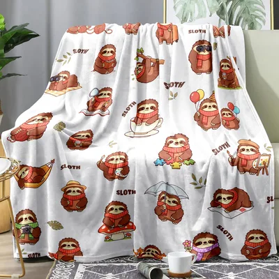 Sloth Lover Blanket with Cute Sloths in Scarves