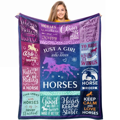 Horses Gift Blanket for Horse-Loving Girls and Women