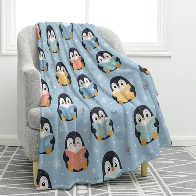 Reading Penguin Blanket for Cozy Book Lovers