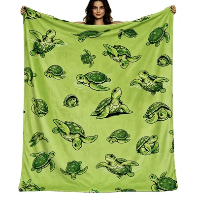 Turtle Lover Blanket with a Swimming Sea Turtle Pattern