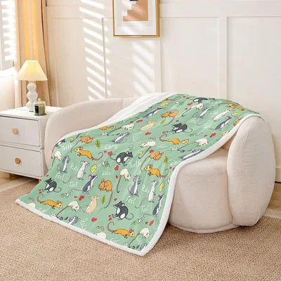 Rat Lover Blanket: Cute Rodent Pattern with Anatomy Labels