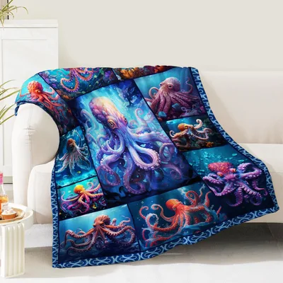 Sea Creature Blanket: Octopus Ocean Animal Throw
