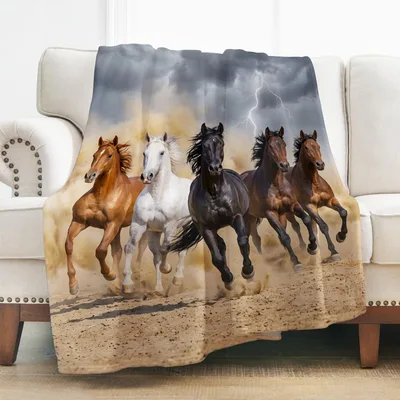 Running Horses Blanket: Wild Herd, Storm and Dust