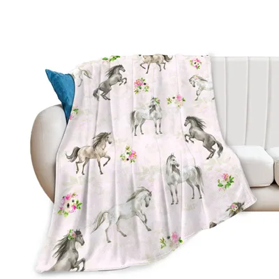 Horses and Flowers Blanket for Horse Lovers