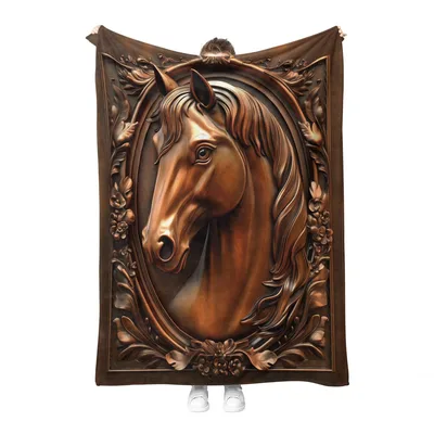 Horse Lover Western Blanket: Carved Bronze Horse Head