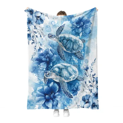 Blue Ocean Turtle Blanket for Sea Lovers and Gift Givers