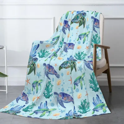 Watercolor Turtle Blanket for Ocean Lovers