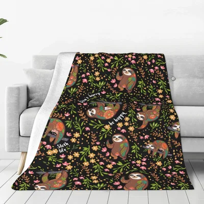 Don't hurry be happy Blanket: sloths in a floral print