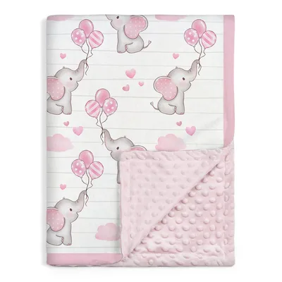 Pink Elephant Balloons Blanket for Little Ones