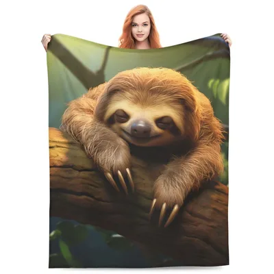 Sloth Sleeping Tree Branch Blanket: Cozy Sloth Throw