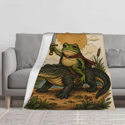 Frog Knight Blanket for Fantasy Fans and Cozy Nights