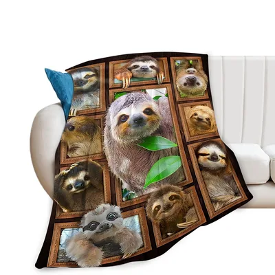 Sloth Photo Collage Blanket for Animal Lovers