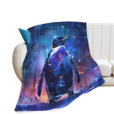 Starry Night Penguin Blanket for Cosmic Dreamers
