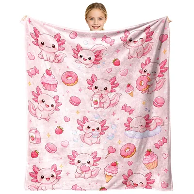 Kawaii Axolotl Blanket for Pink-Loving Fans