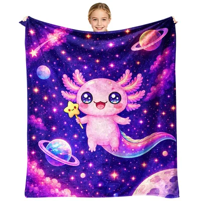 Space Axolotl Blanket for Galaxy-Loving Kids and Dreamers