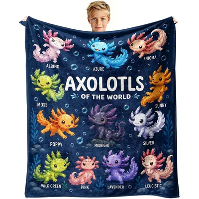 Axolotls Of The World Blanket: Fun Gift Throw