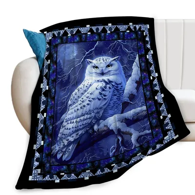 Owl Moon Night Print Blanket for Calm Evenings