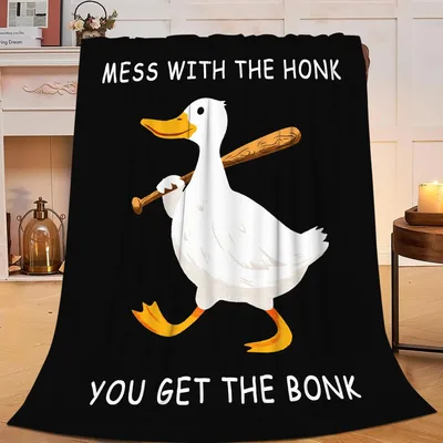 Funny Duck Bat Blanket: Mess With The Honk You Get The Bonk Design