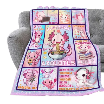 Laugh A lot Blanket: Pastel Axolotl Throw for Fans