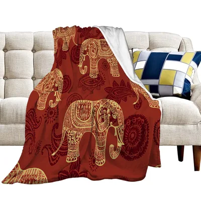 Ornate Elephant Paisley Pattern Blanket for Boho Lovers