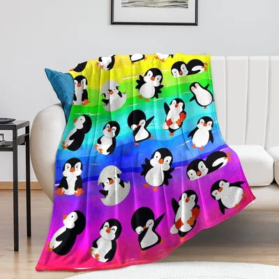 Rainbow Penguin Blanket for Penguin Fans and Cozy Days