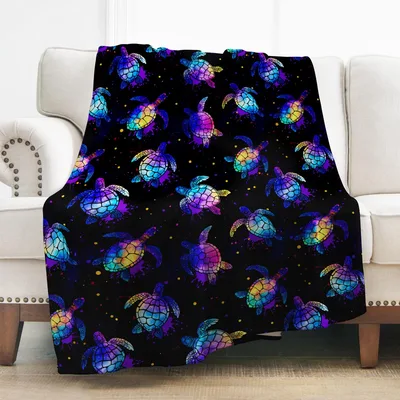 Galaxy Turtle Blanket with Starry Sea Turtle Print