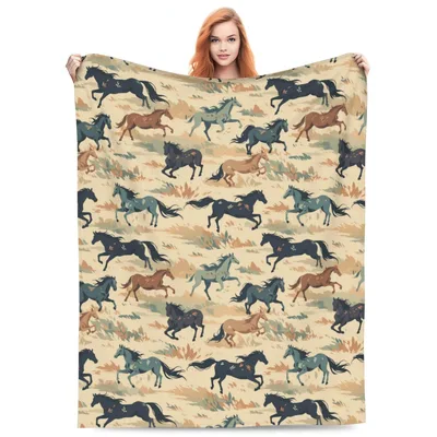 Running Horses Pattern Blanket: Galloping Across Your Sofa