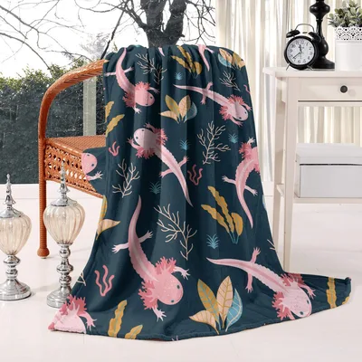 Axolotl Pattern Blanket: Pink Amphibian Print for Nature Lovers