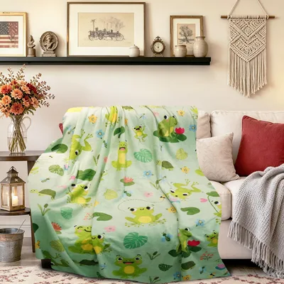 Lily Pad Frog Blanket for Frog Lovers and Cozy Corners