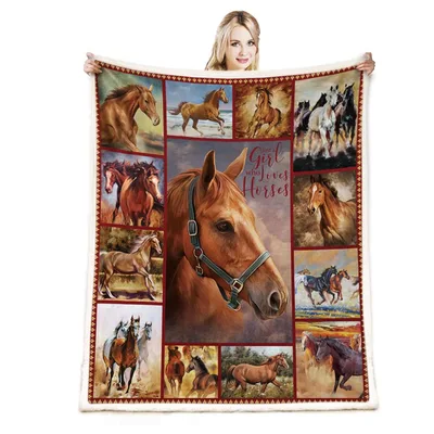 Sloth Horse Blanket: Just a Girl Who Loves Horses Collage Design
